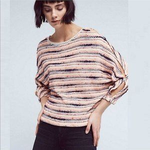 Anthropologie Postmark Malu Spacedye Stripe Cold Shoulder Blouse Sweater Large